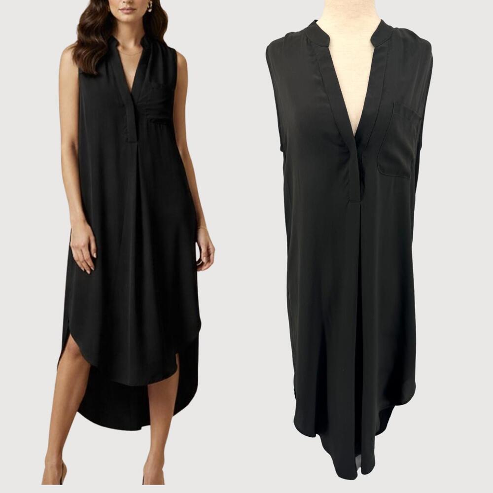 Otte NY Ellen Silk Sleeveless Shirt Dress Black S